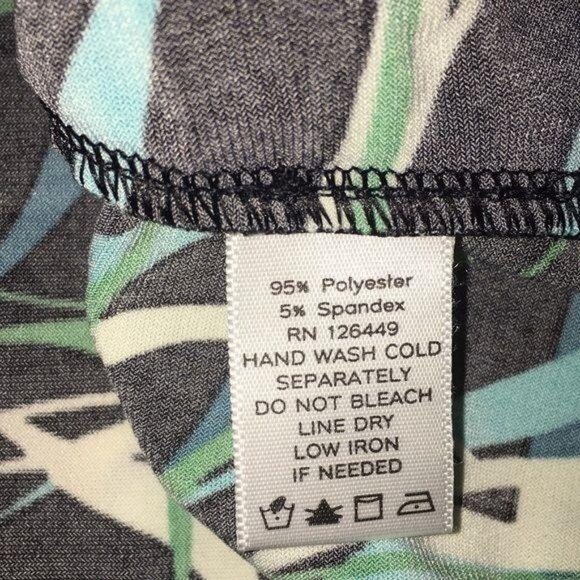 Marc Bouwer Womens V-Neck Knot Front Top Green & Blue Abstract Print M - Picture 5 of 5